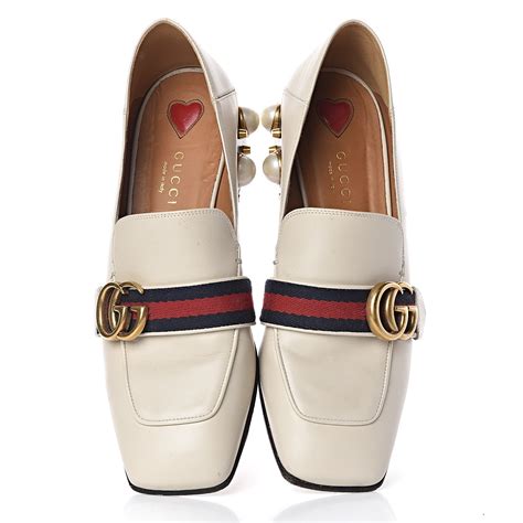 GUCCI Calfskin Web Peyton Loafer Pumps 36.5 .